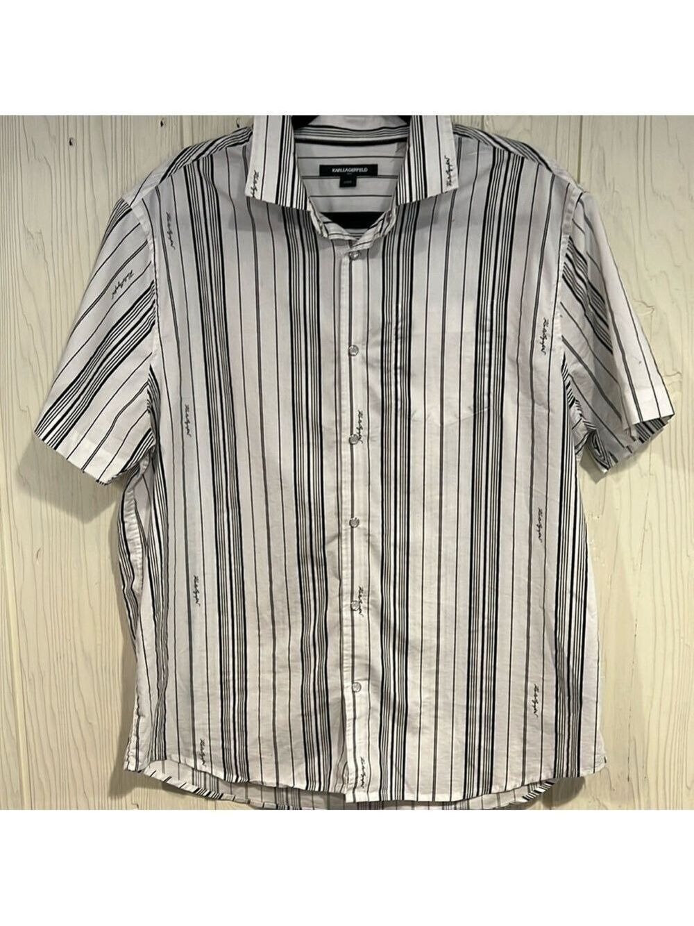 KARL LAGERFELD Paris Men’s Short Sleeve Button Down Shirt Pearl snaps Large